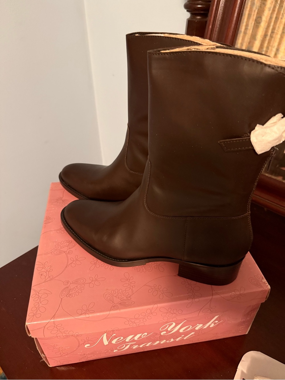 New York Transit Women's Dark Brown Mid-Calf Leather Boots